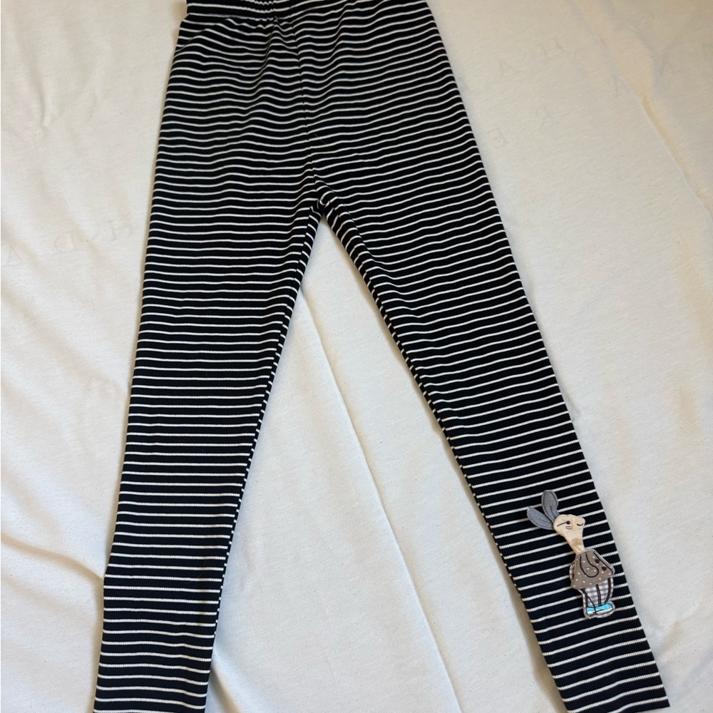 Striped Black and White Kids Leggings